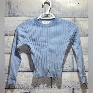 Zara Light Blue Ribbed Sweater Girls 9